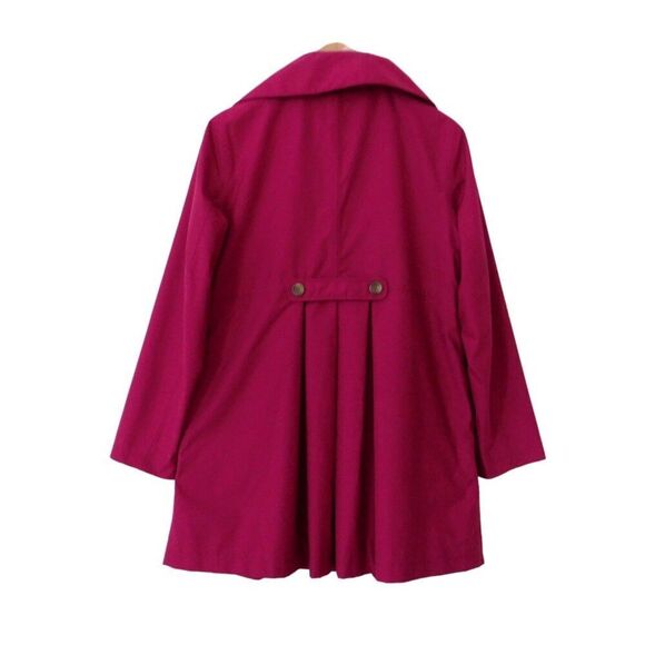 Lands' End Trench Coat Fuchsia Pink Barbiecore Pockets Lined Size Small 6 8 - Picture 6 of 7